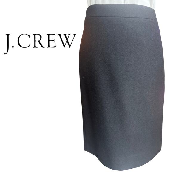 J. Crew Black 100% Wool Lined #2 Pencil Skirt 6 EUC - Picture 2 of 8